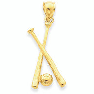 14K Yellow Gold Double Baseball Bat Sports Pendant