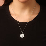 Silver Saint Michael Pendant Necklace with Cubic Zirconia