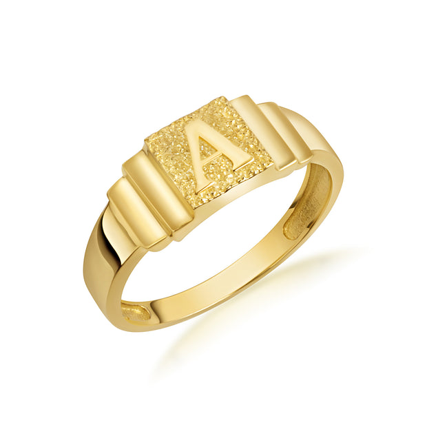 Gold Initial Signet Ring (Available in Yellow Gold, Rose Gold, White Gold)
