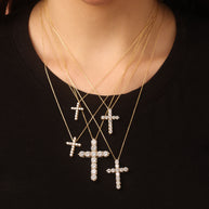 Gold Cross Necklace with Cubic Zirconia (Available in Size XL-XS & Yellow Gold, Rose Gold, White Gold)