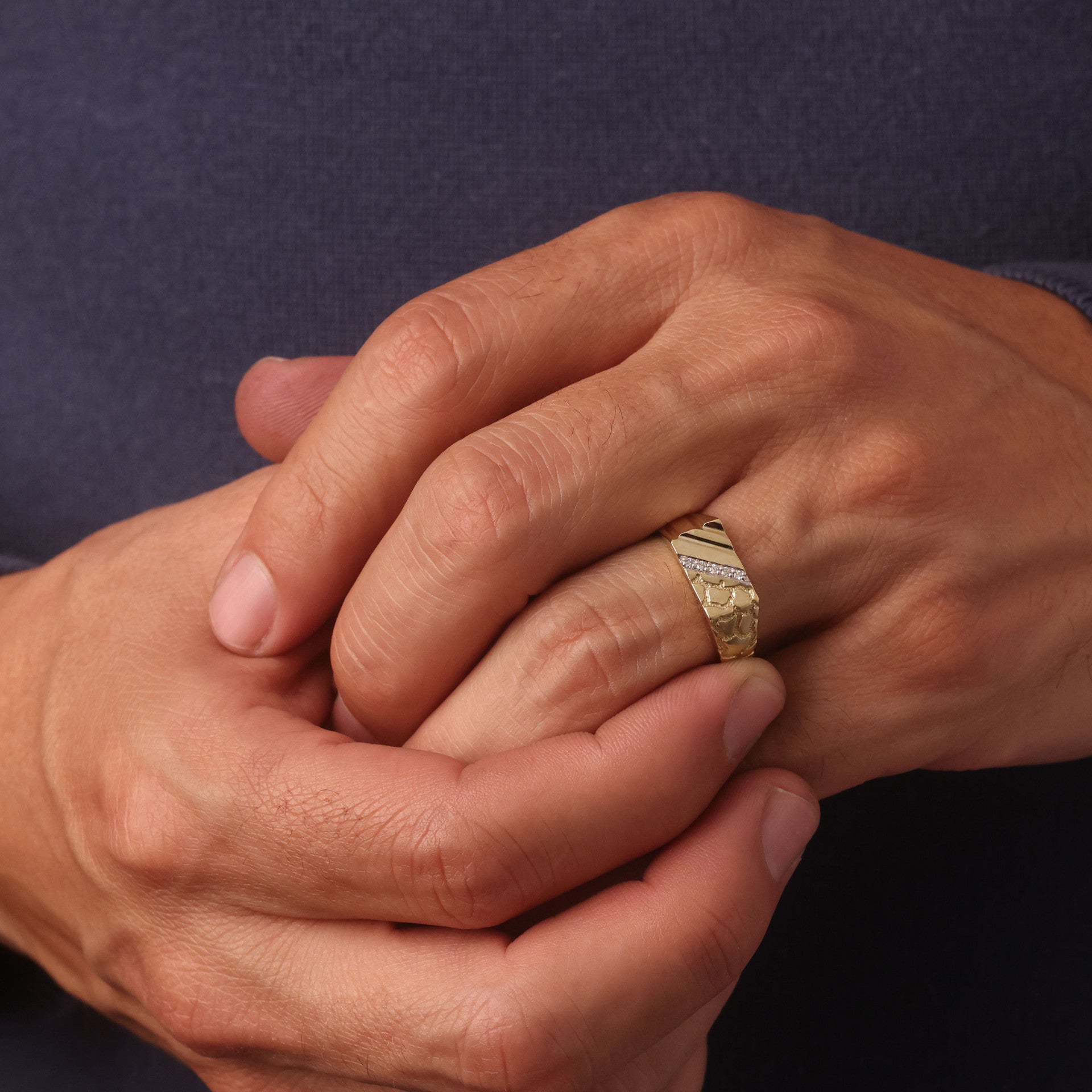 10K/14K Gold Nugget Ring with Diamonds (Available in Yellow Gold, Rose Gold, White Gold)