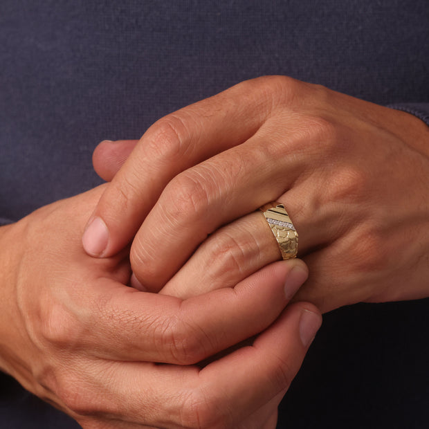 10K/14K Gold Nugget Ring with Diamonds (Available in Yellow Gold, Rose Gold, White Gold)