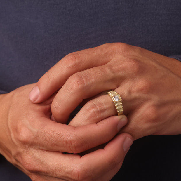 Men’s Gold Cubic Zirconia Pinky Ring