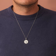Silver Saint Michael Pendant Necklace with Cubic Zirconia