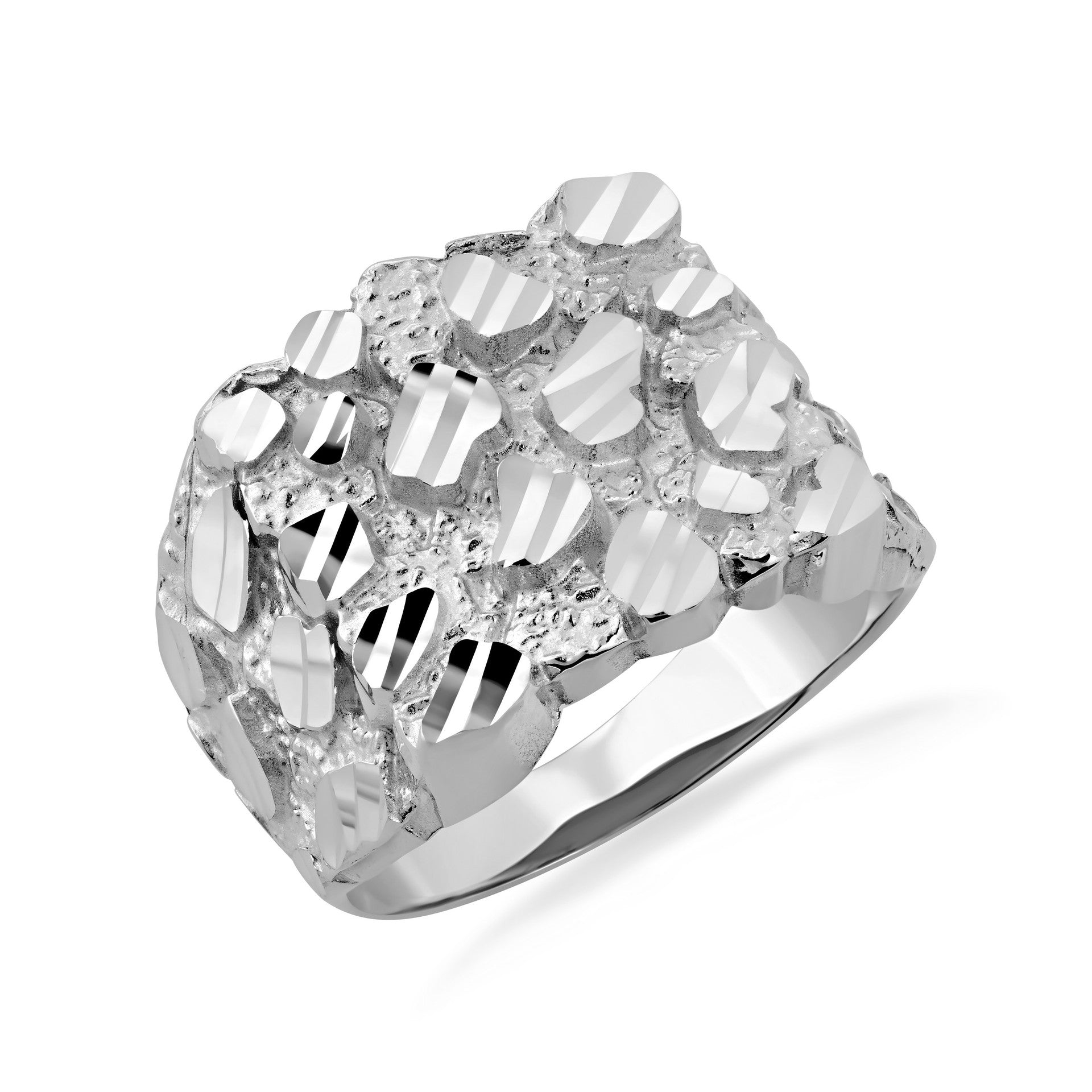 Silver Men's 17.5mm Nugget Ring