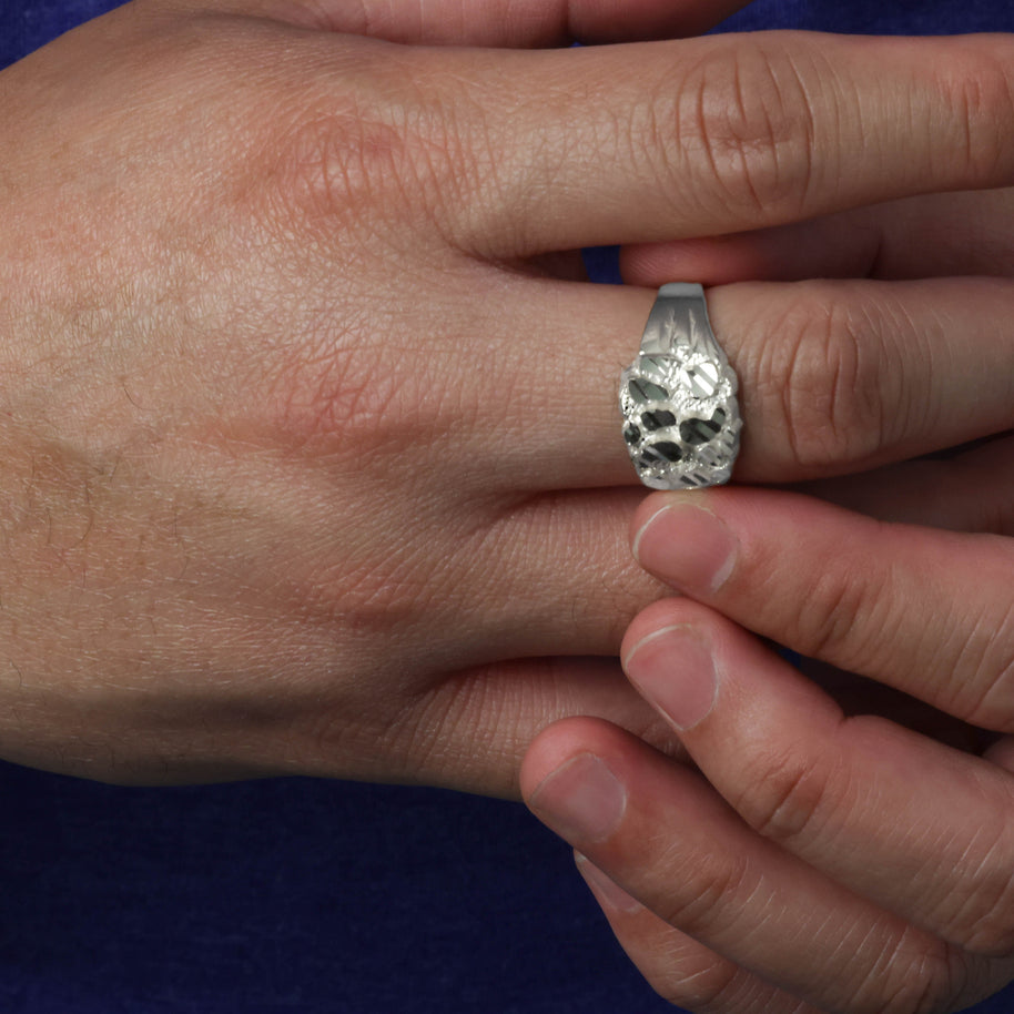 Silver Men's 13mm Nugget Ring
