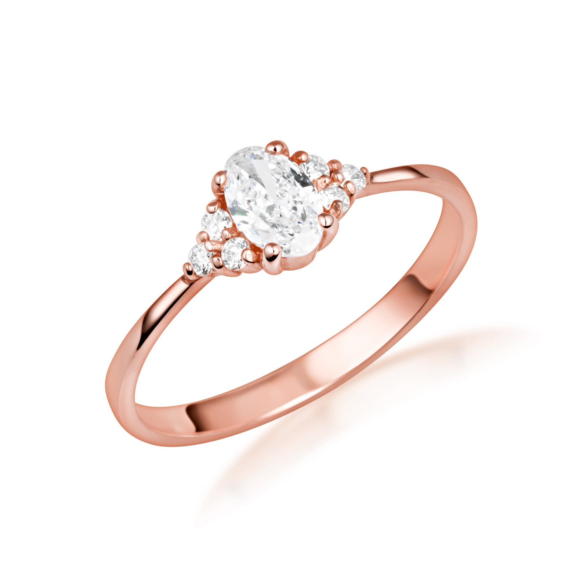 Gold Lab Grown Diamond Oval Engagement Ring (Available in Yellow Gold, Rose Gold, White Gold)