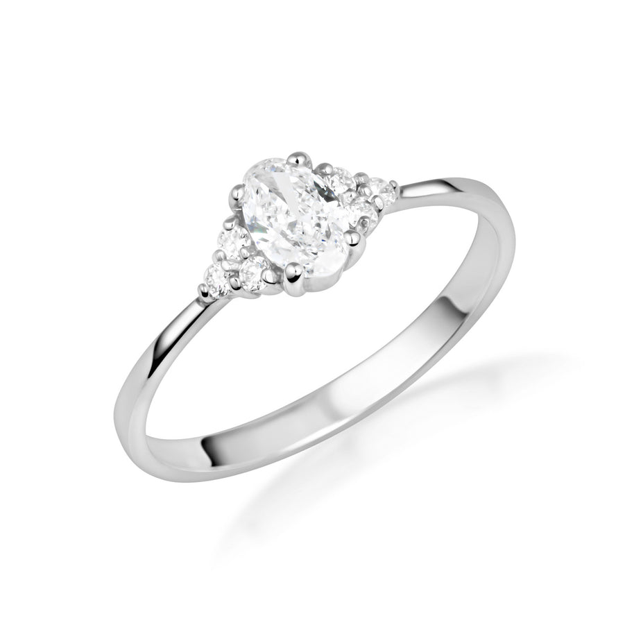 Silver Oval Engagement Ring