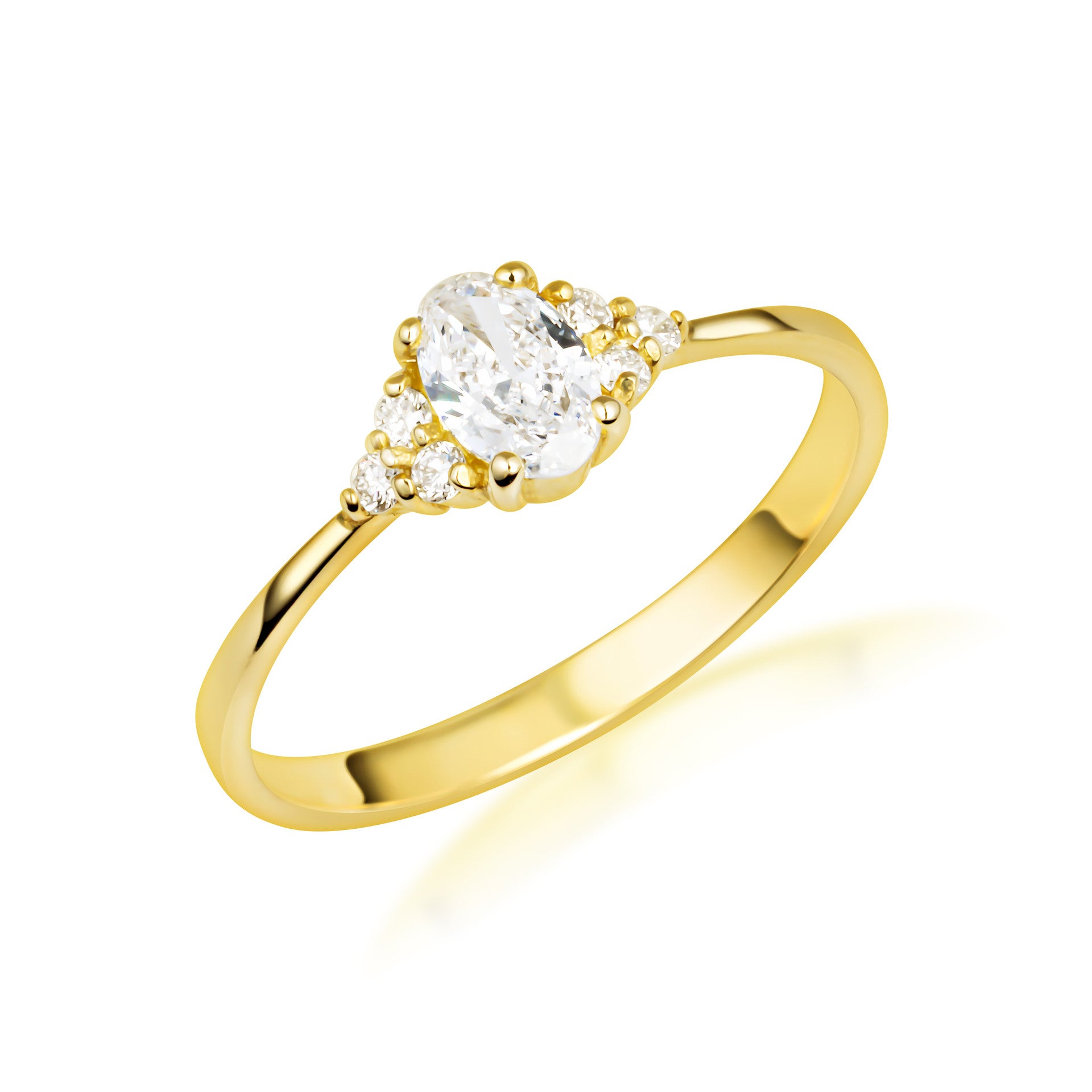 Gold Lab Grown Diamond Oval Engagement Ring (Available in Yellow Gold, Rose Gold, White Gold)