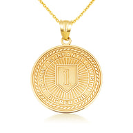 Yellow Gold United States Army 1st Infantry Medallion Pendant Necklace