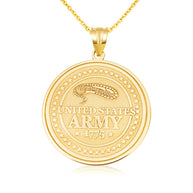 Yellow Gold United States Army Medallion Pendant Necklace