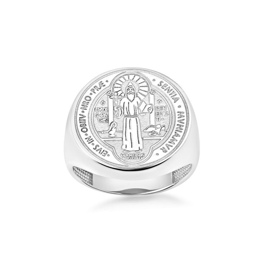 .925 Sterling Silver St. Benedict Signet Ring