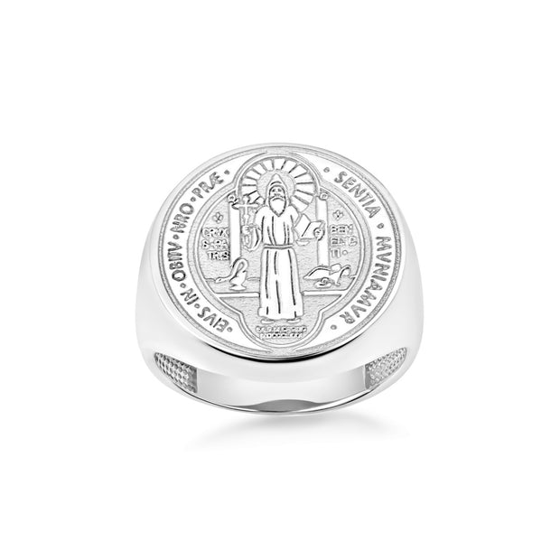 .925 Sterling Silver St. Benedict Signet Ring