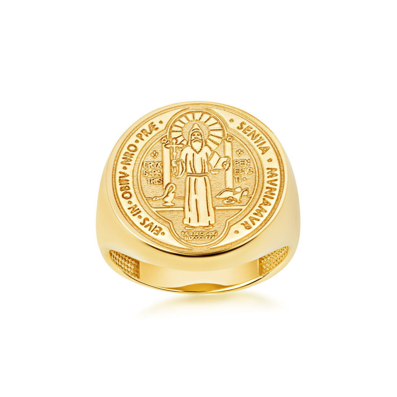 Yellow Gold St. Benedict Signet Ring