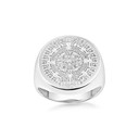 .925 Sterling Silver Aztec Sun Stone Signet Ring