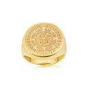 Yellow Gold Aztec Sun Stone Signet Ring