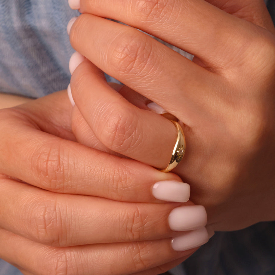10K/14K Yellow Gold Diamond Star Ring