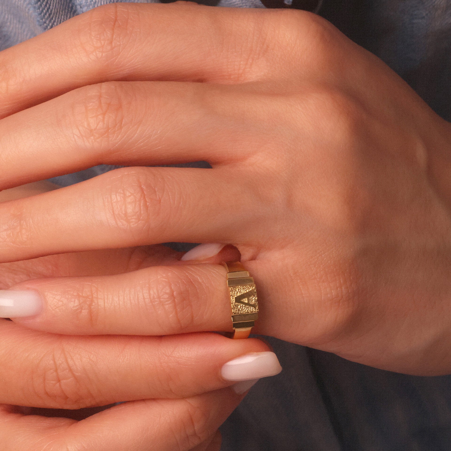 Gold Initial Signet Ring (Available in Yellow Gold, Rose Gold, White Gold)