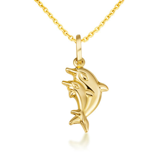 14K Gold Lucky Italian Horn Cornicello Pendant Necklace