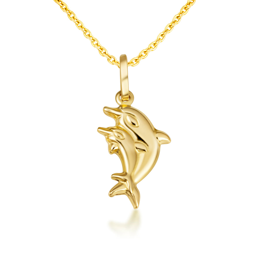 14K Yellow Gold Dolphin Necklace