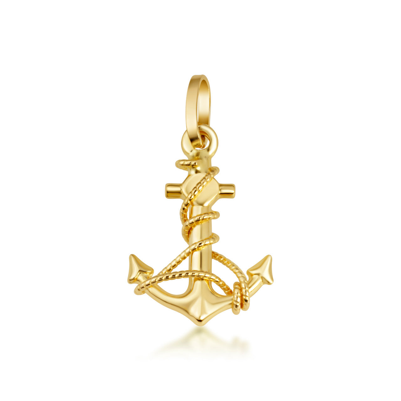 14K Gold Anchor Pendant Rope Necklace