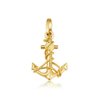 14K Gold Anchor Pendant Rope Necklace
