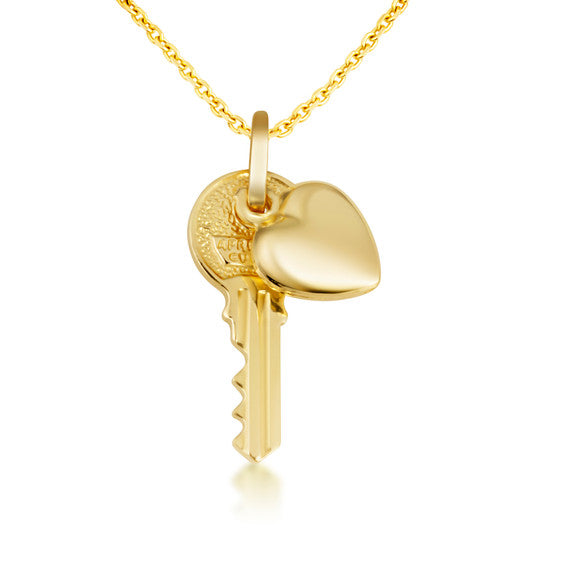 Key Heart Necklace in 14K Gold (S/L)