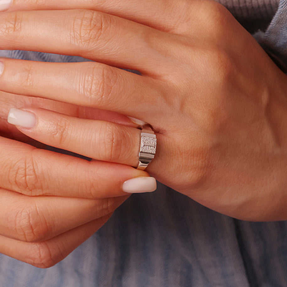 Silver Initial Signet Ring