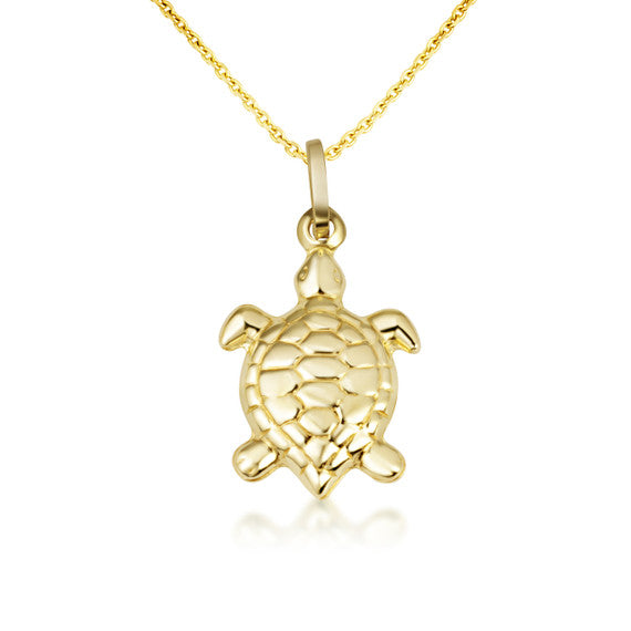 14K Yellow Gold Sea Turtle Necklace (S/L)