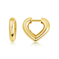14K Gold Heart Hoop Earrings