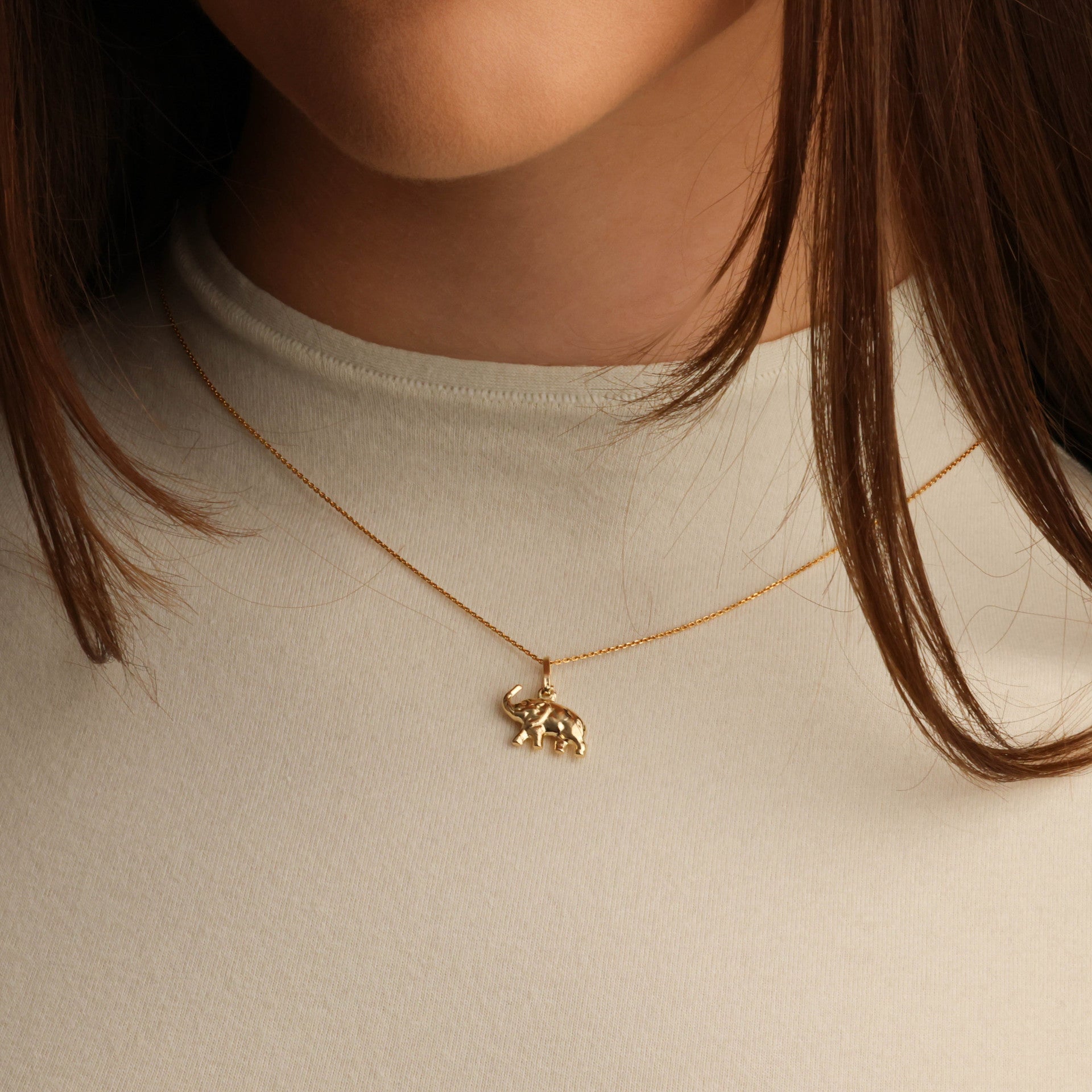 14K Gold Elephant Necklace