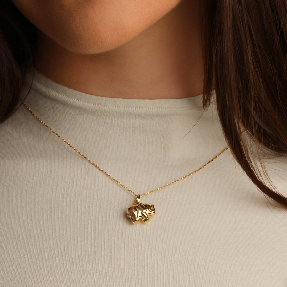 14K Gold Elephant Lucky Necklace