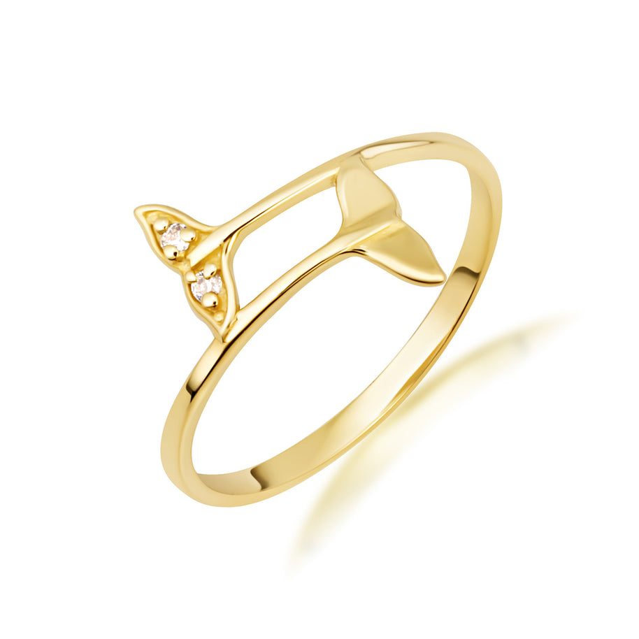 10K/14K Yellow Gold Diamond Whale Tail Wrap Ring