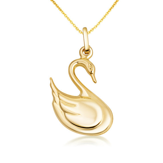 14K Gold Swan Necklace