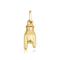 Rock and Roll Hand Sign Necklace in 14K Gold