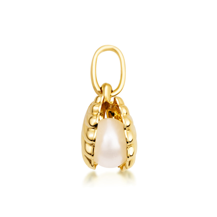 14K Gold Pearl Seashell Necklace