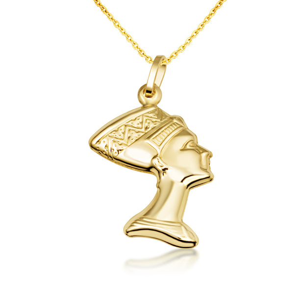 14K Gold Nefertiti Necklace - Egyptian Jewelry (S/L)