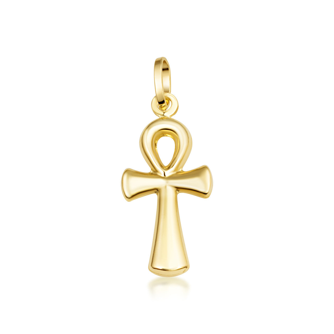 14K Gold Egyptian Ankh Cross Pendant Necklace