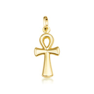 14K Gold Egyptian Ankh Cross Pendant Necklace