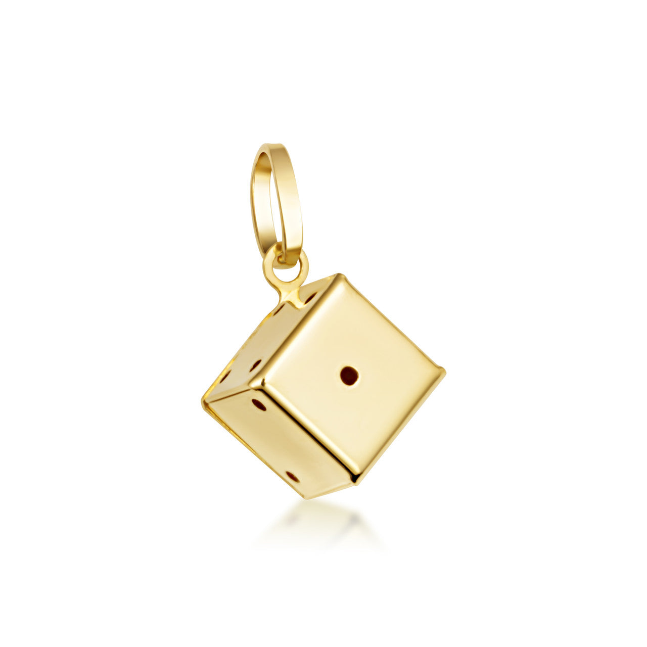14K Gold 3D Playing Dice Pendant Necklace (S/L)
