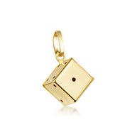 14K Gold 3D Playing Dice Pendant Necklace (S/L)