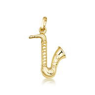 14K Gold Saxophone Music Pendant Necklace