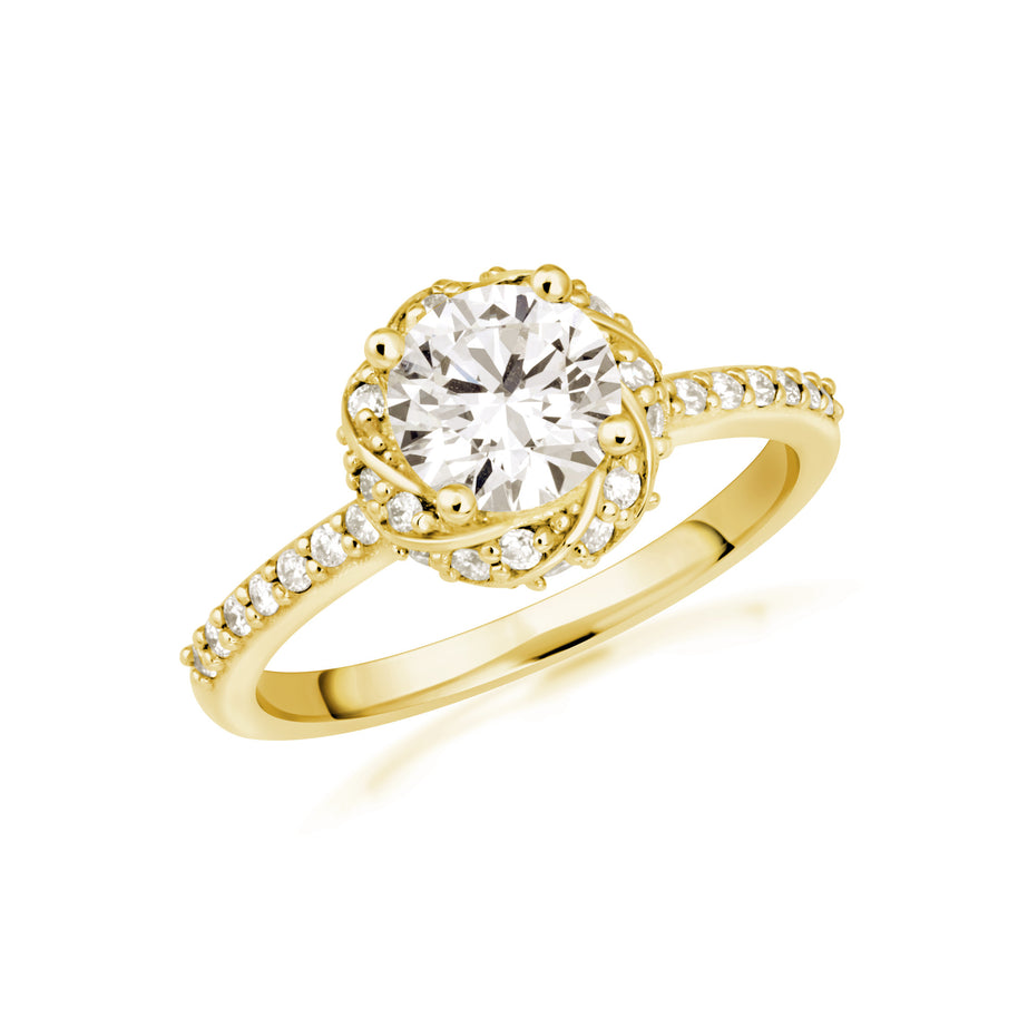 Lab Grown Diamond Halo Engagement Ring in 14K Gold