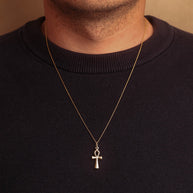 14K Gold Egyptian Ankh Cross Pendant Necklace