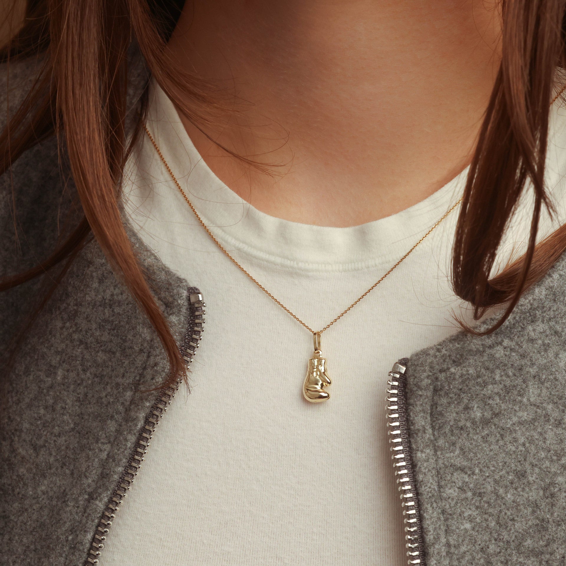 14K Gold Boxing Glove Pendant Necklace