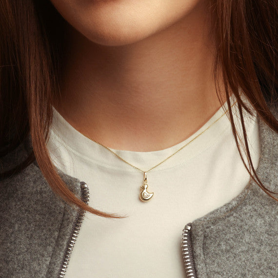 14K Gold Duck Necklace