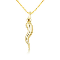 14K Gold Lucky Italian Horn Cornicello Pendant Necklace