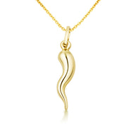 14K Gold Lucky Italian Horn Cornicello Pendant Necklace