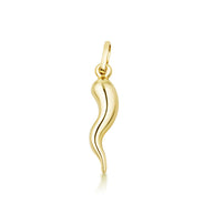 14K Gold Lucky Italian Horn Cornicello Pendant Necklace