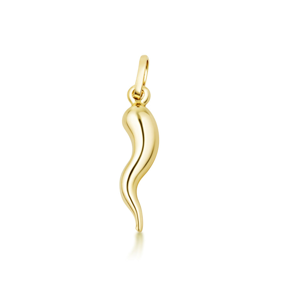 14K Gold Lucky Italian Horn Cornicello Pendant Necklace